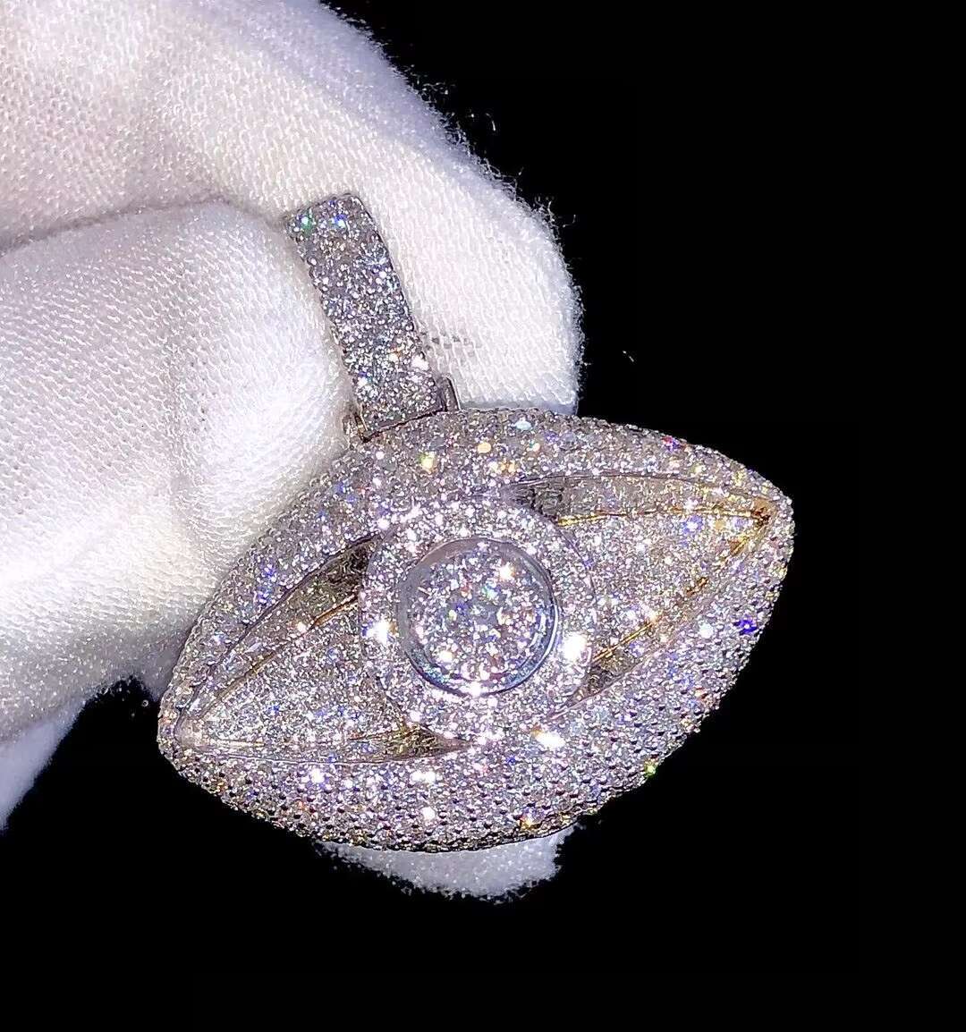 Iced Out Eye VVS Dia Sier Men Hip Hop Pendant Custom Moissanite Necklace