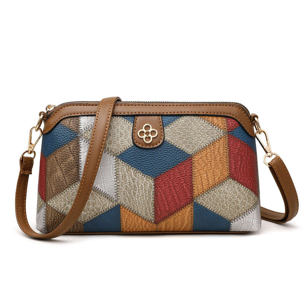 Design Bohemian crossbody niche ethnic design, women's single shoulder spliced color crossbody, change phone bag, 2025 new casual fashion trend