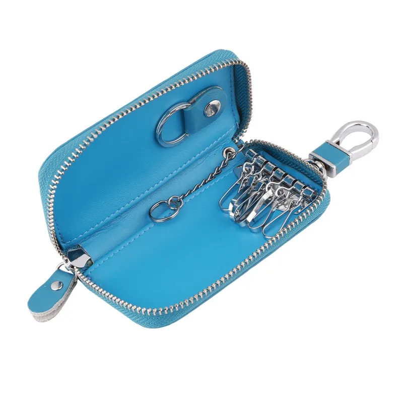 Vintage Genuine Leather Wallet Men Key Holder Housekeeper Keys Organizer Women Multifunction Covers Zipper Key Case Bag 250515