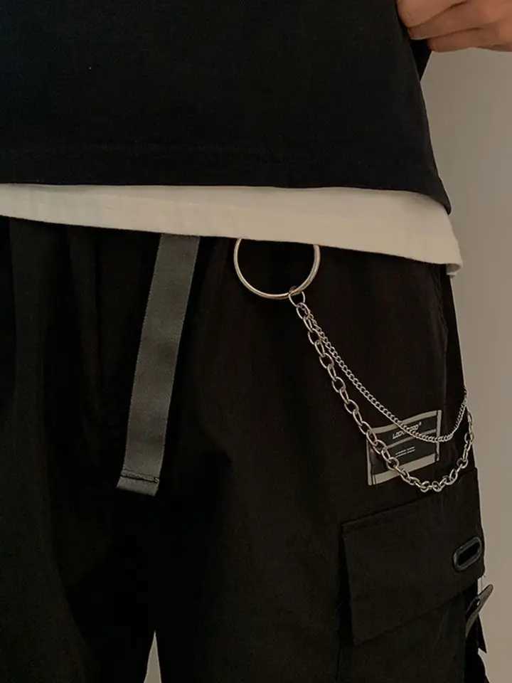 2023 new metal punk style chain belt mens pants chain hundred with hip hop jk korean pants belt female cool ins new wave gift Y250515