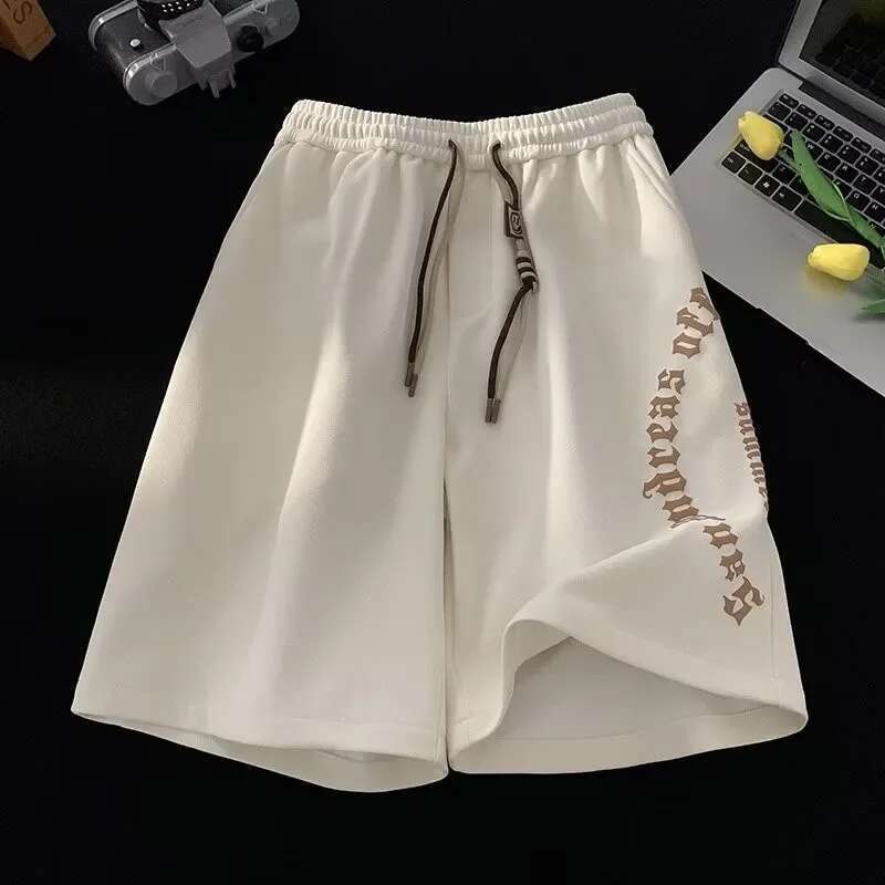 M-5XL Men Casual Short Pants Oversize Beach Retro Letters Print Sports shorts Five Points Shorts Men's Clothing
