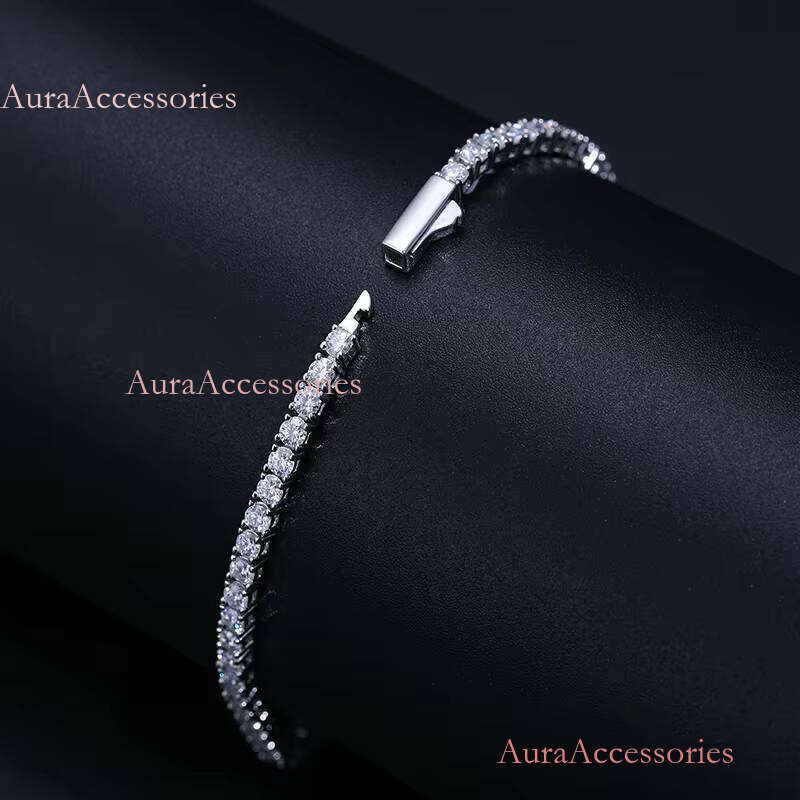 Factory Price Dia 2mm 2.5mm Chain Sier Vvs Moissanite Hip Hop Iced Out Tennis Bracelet