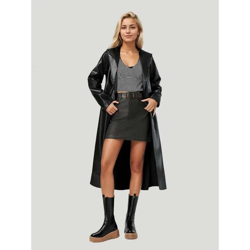 Longer Pu Leather Jacekts Outerwear Female Fashion Jackets With Belt Wy2262