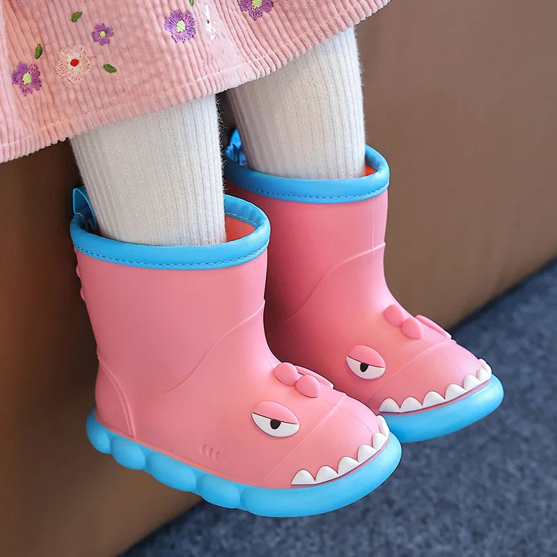 Dinosaur Childrens Rain Boots Boys And Girls Cute Anti-slip Wear-Resistant Rain Shoes Soft Soled Outdoor Waterproof Shoes 250515