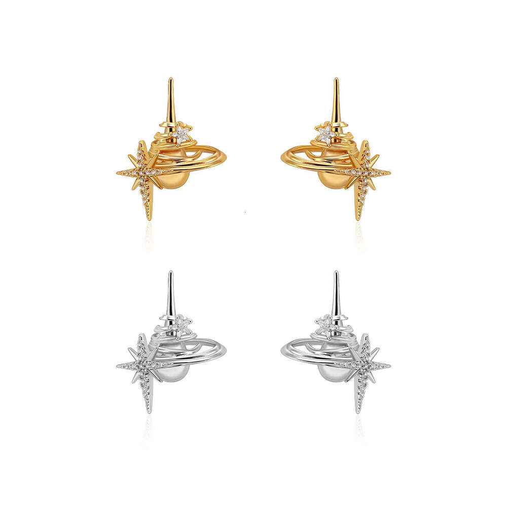 Boonee alus Heavy Industry's niche design, starry sky, three-dimensional star orbit surround earrings, women's unique earrings