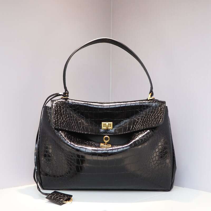Tote Bag New Rodeo Crocodile Pattern Tote Large Capacity Soft Lock Kelly Genuine Leather Single Shoulder Crossbody Bag KQ