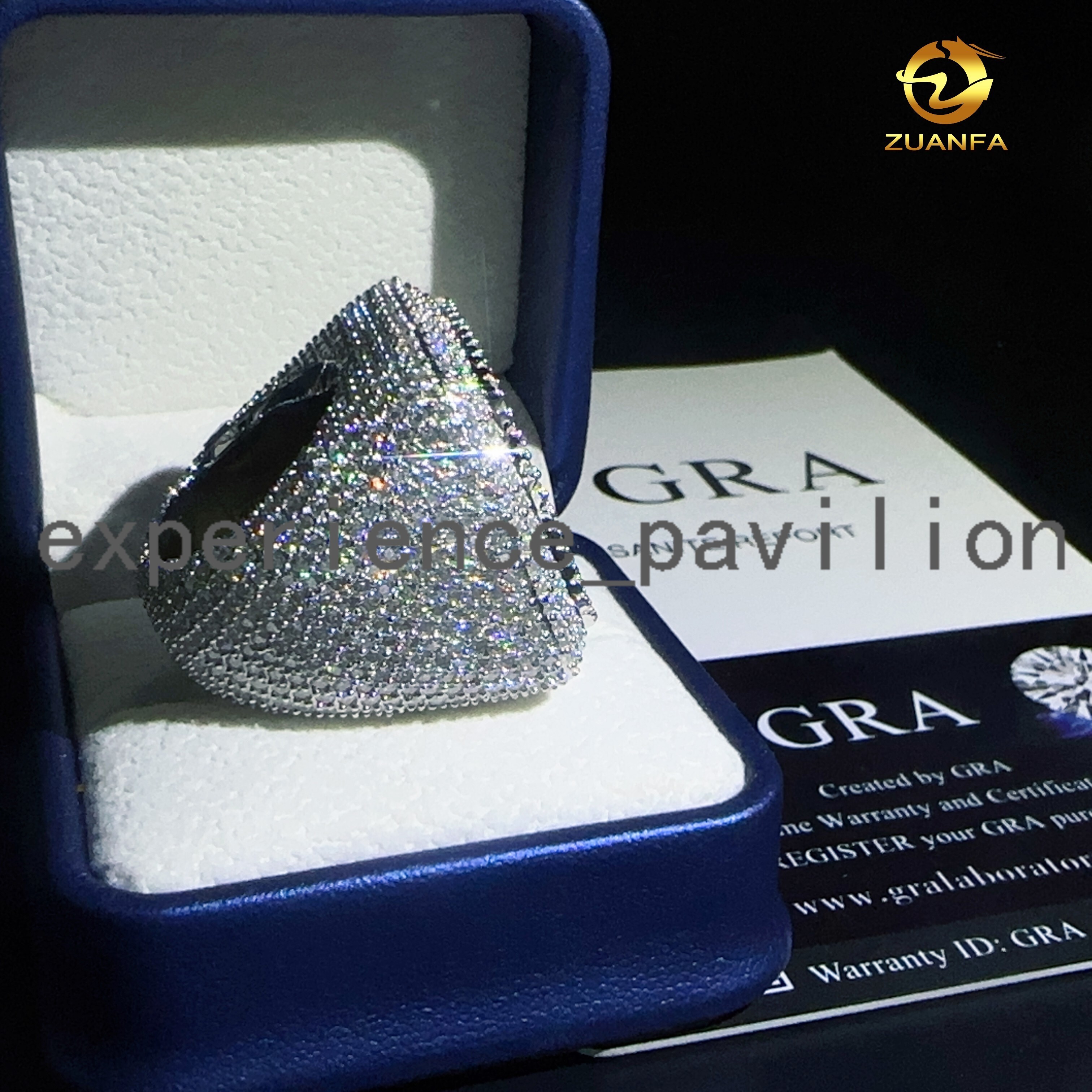 Luxury Silver Mens Rings 925 Hip Hop Style Big square Rings Moissanite Engagement Rings