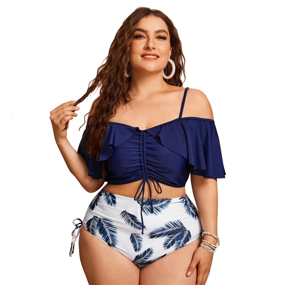 2025 Women Push Up Bikinis Set Swimwear Plus Size High Waist Swimsuit Larges Big Plussize Swimming Suits Bathing Beachwear 250515