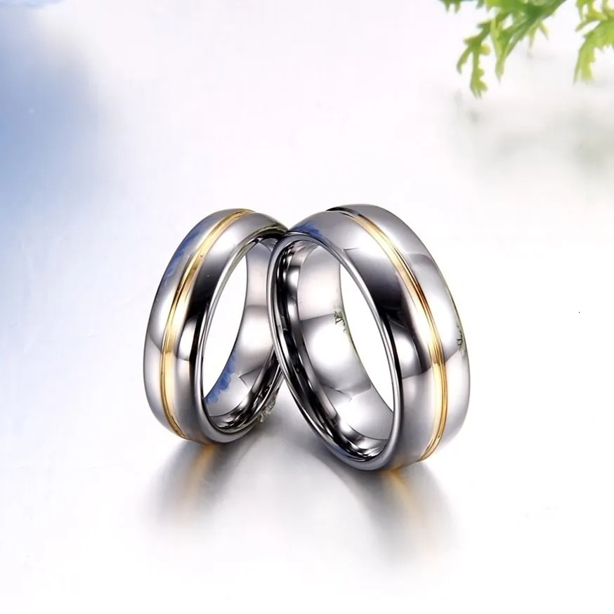 BONISKISS Couple Inset Tungsten Carbide Ring for Anniversary Engagement Wedding Rings 6/8 mm Bague Femme Lovers Jewelry Ring 250515