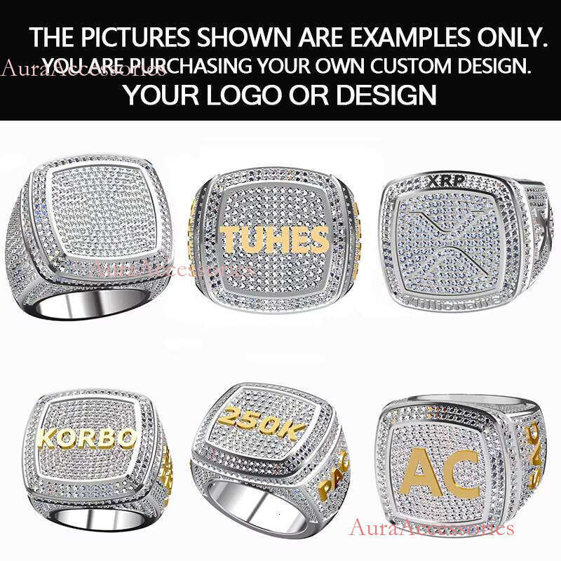 Jewelry Sterling Sier VVS Moissanite Dia Custom Letter Name Iced Out Hip Hop Championship Ring for Men