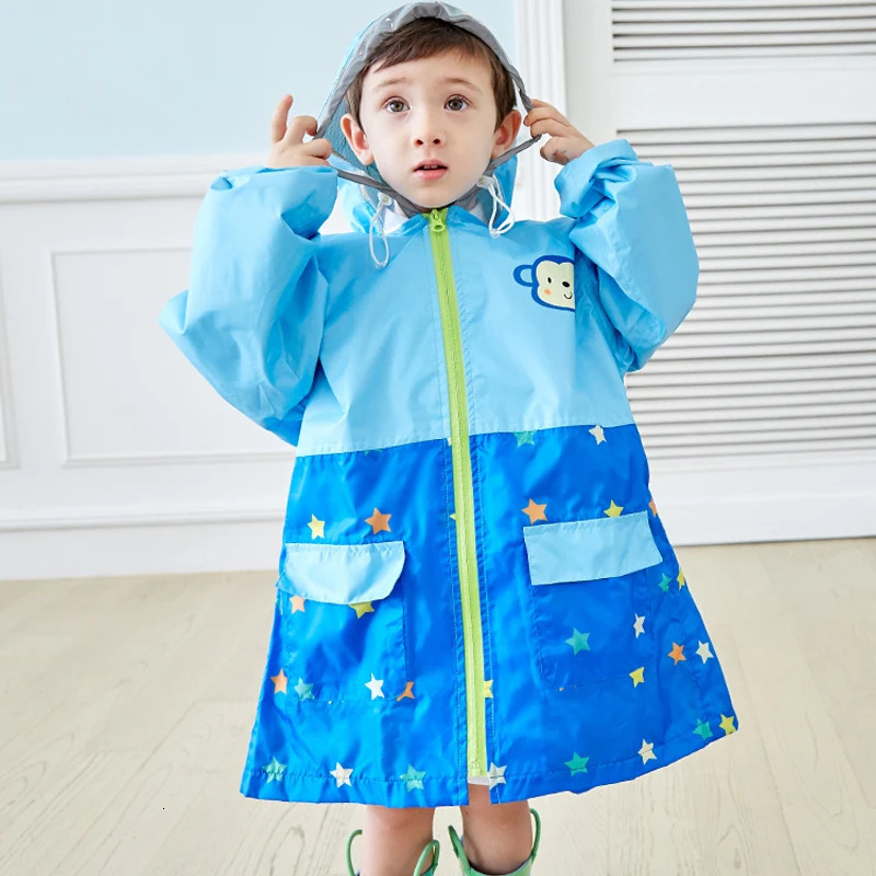 Baby Raincoat Children Monkey Rain Poncho Kindergarten Boys Girls Waterproof Jacket Camping Travel RainWear With Breathable Mesh 250515