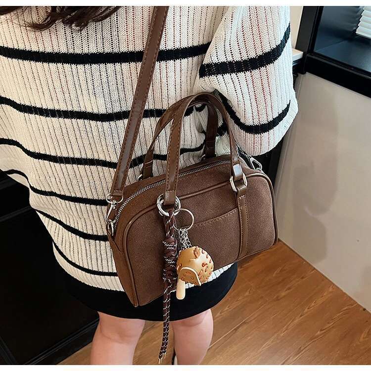 Women Suede Top-Handle Bag Adjustable Strap Crossbody With Interior Pocket Handbag Clutch Purse For Work Travel