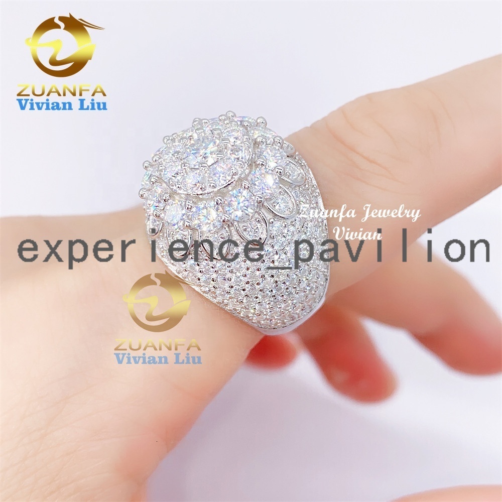 Fine Jewelry Diamond 925 Sterling Silver moissanite moissanite or Vvs Moissanite Diamond Hip Hop Ring
