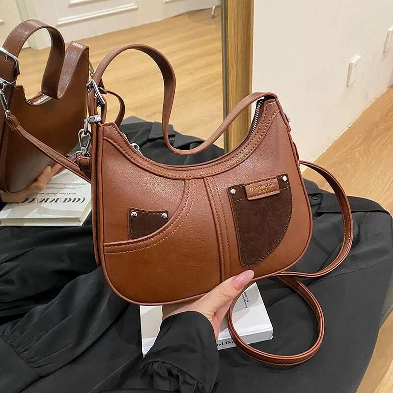 2025'S Hottest: Women's Textured Retro Solid Color Crescent Shaped Shoulder/Underarm Bag Fashion Forward And Ultra - Practical