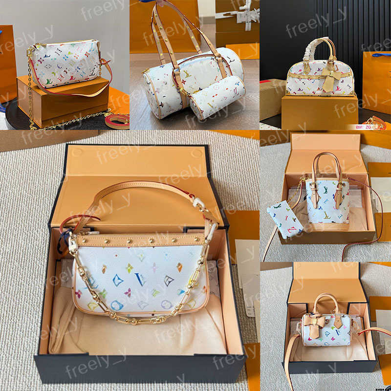 designer bags shoulder bag leather takashi murakami handbag baguette canvas women colorful bag fashion composite lady beach clutch tote woman bag purse wallets