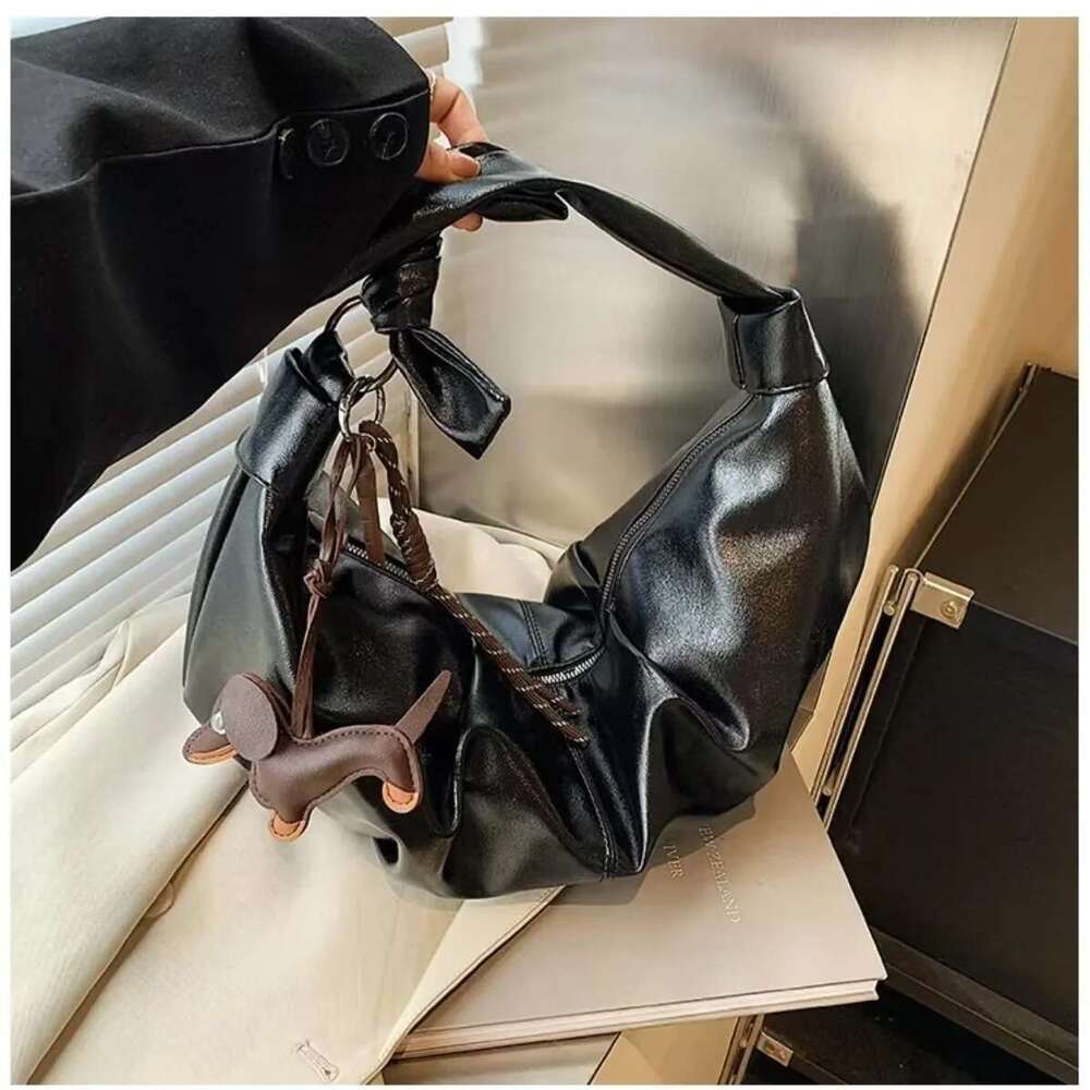 2025 New Retro Women's Lazy Style Large Capacity Horn With Wide Shoulder Strap Crossbody Bag