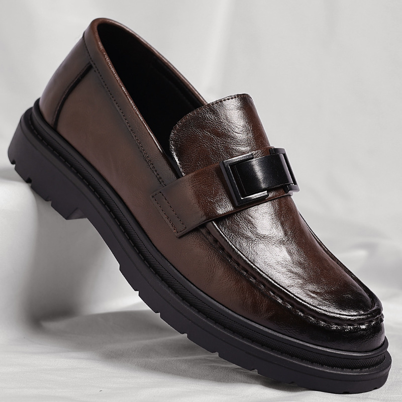 Men Business Casual Slip-On Leather Shoes Casual British Style Loafers Man Fashion Party Dress Shoes Comfy Driving Shoes 240904