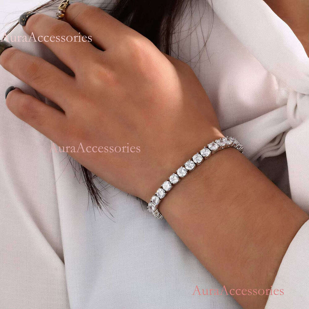 Fashion Jewelry Hiphop Versatile 3mm-5mm White Gold Plated Brass AAAAA CZ Dia Cluster Tennis Bracelet for Men Women