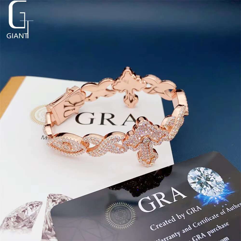 Sier VVS Moissanite Dia Bracelet New Arrival Hip Hop Style Jewelry Custom Iced Out Cross Infinity Cuban Link Chain