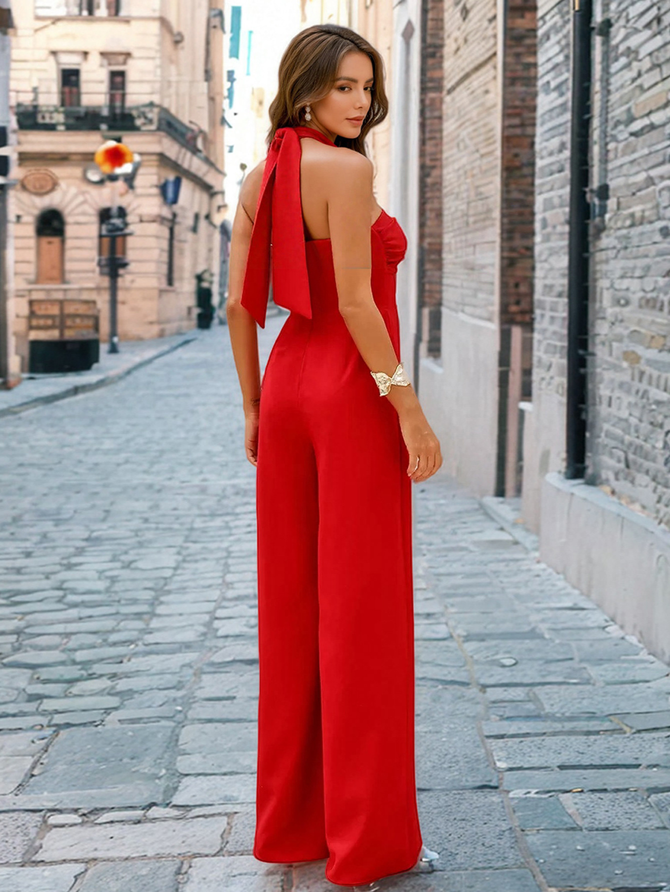 Summer 2025 new sexy fitted off-the-shoulder top jumpsuit straight pants fashion commuting elegant Metropolitan temperament beauty first choice