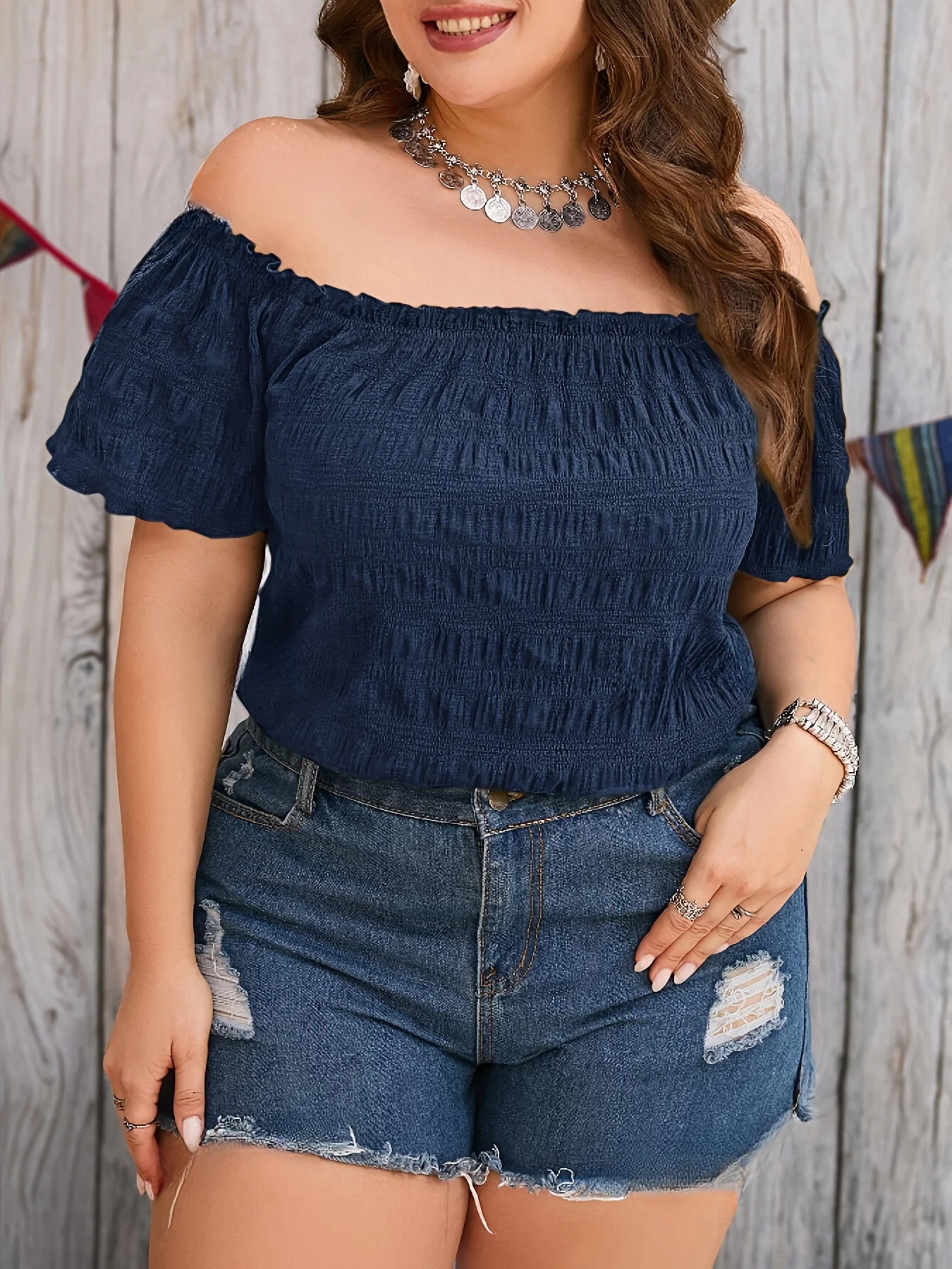 Plus Size Summer Women Elegant Off The Shoulder Dress Casual Fashion Solid Tops Office Lady Loose Curve Clothing 250514