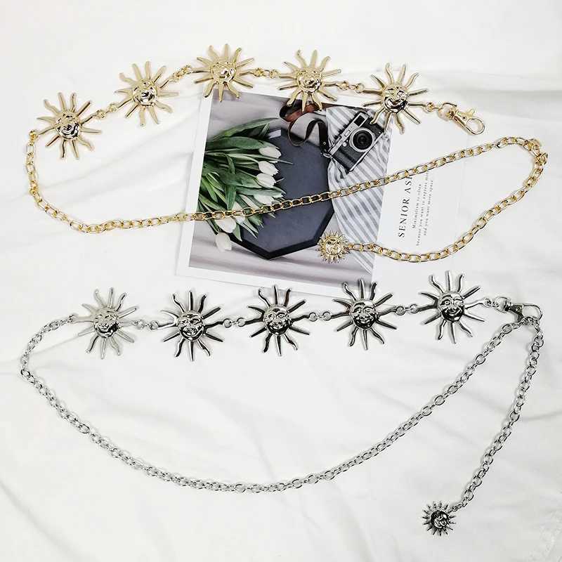 Gold Chain Belt Female Waist Moon Sun Metal Belts For Women Punk Dress Waistband Gothic Jeans Accessory On Ketting Belt Y250515