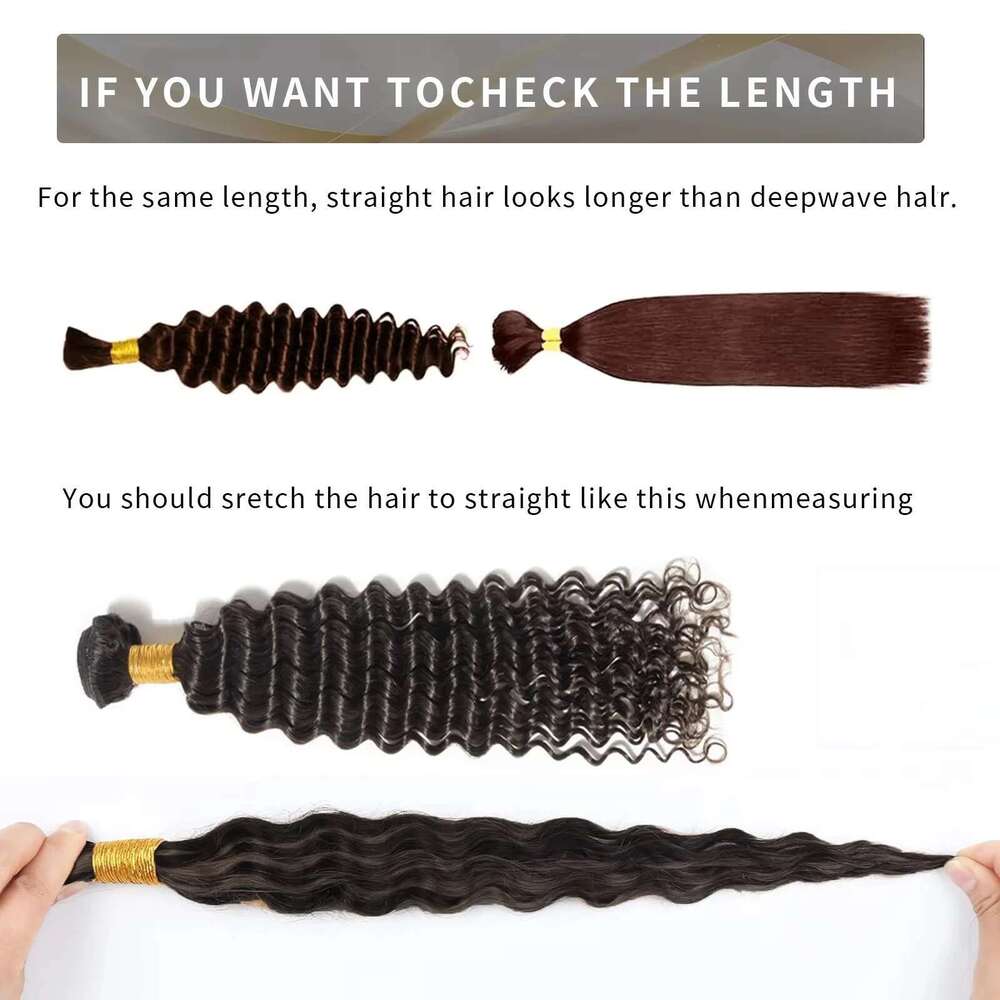 Bulk Deep Wave Bundles Braiding Curly No Weft Brazilian Remy Extensions 100% Human Hair For Women