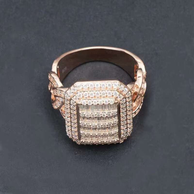 Fashionable luxury chilled hip-hop silver with sandstone men's and women's rings