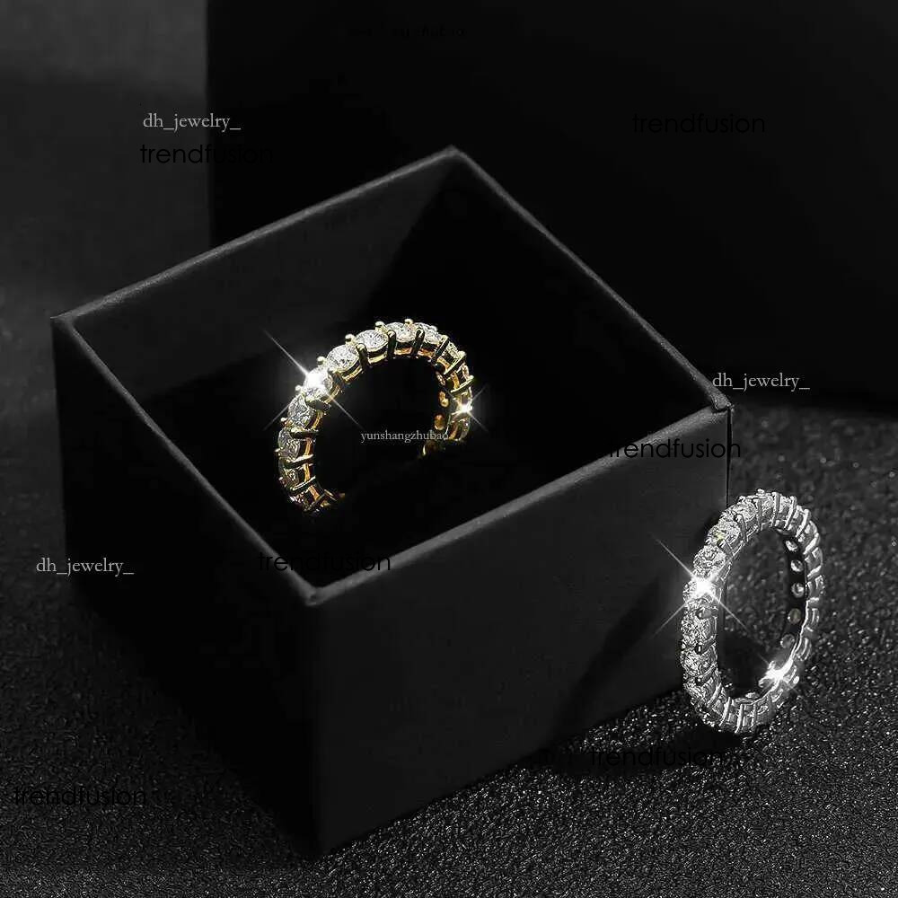 Band 22 Ct Full Moissanite Row For Women Sterg Sier D White Gold Dia Rings Eternity Wedding Fine Jewelry