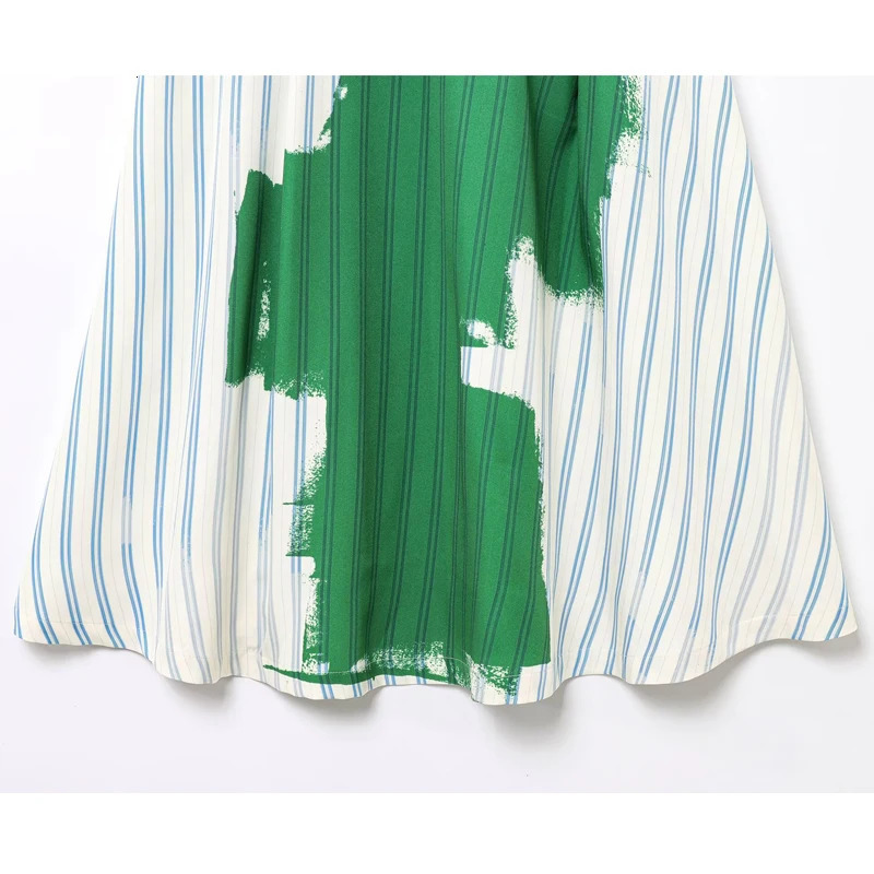 TRAF Striped Long Skirts for Women Print Flared Womens Skirt Sets Summer Mid Waist Midi Woman Holiday Outfits 250515