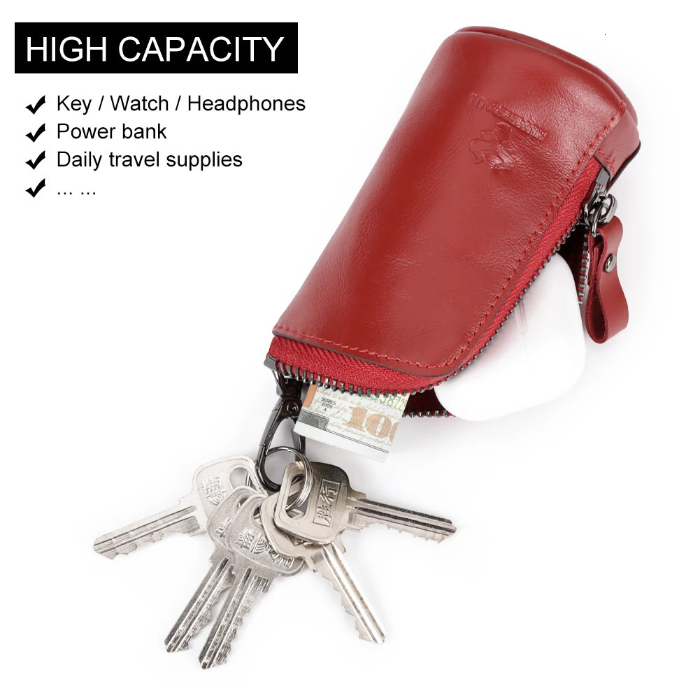 Original Cowhide Leather Unisex Key Wallet Portable Vintage Handmade Unisex Key Holder Organizer Bag Small Car Key Chain 250515