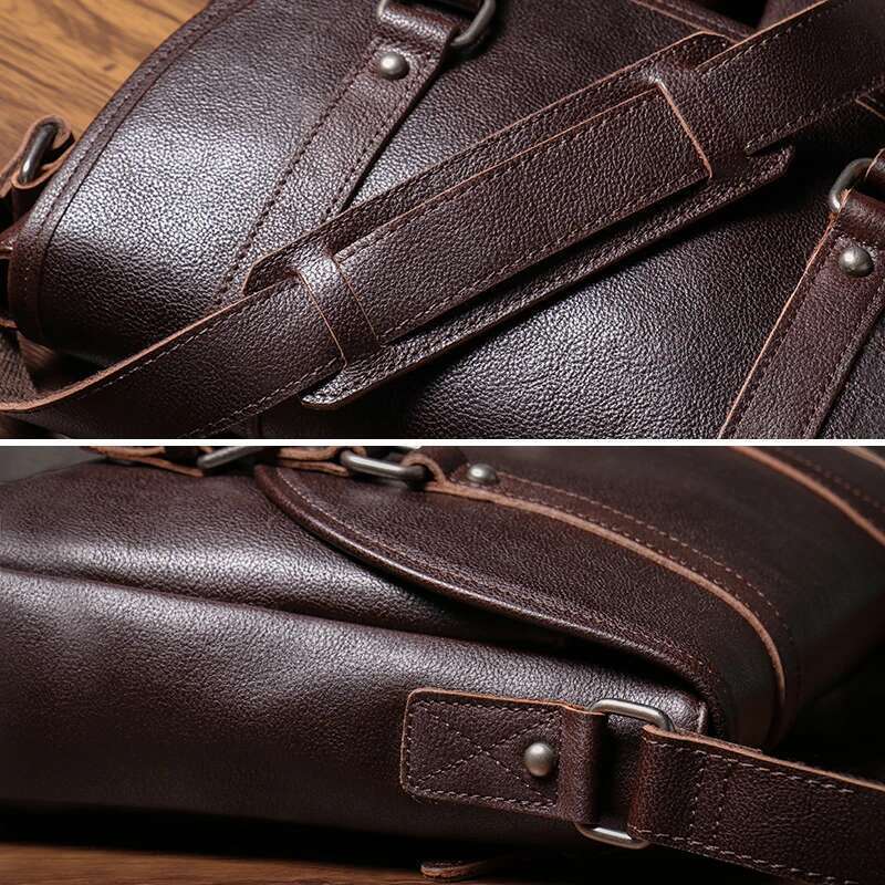 NUKA Designer Messenger Men's Genuine Leather Shoulder Retro High Quality Crossbody Bag Office Business Briefcase