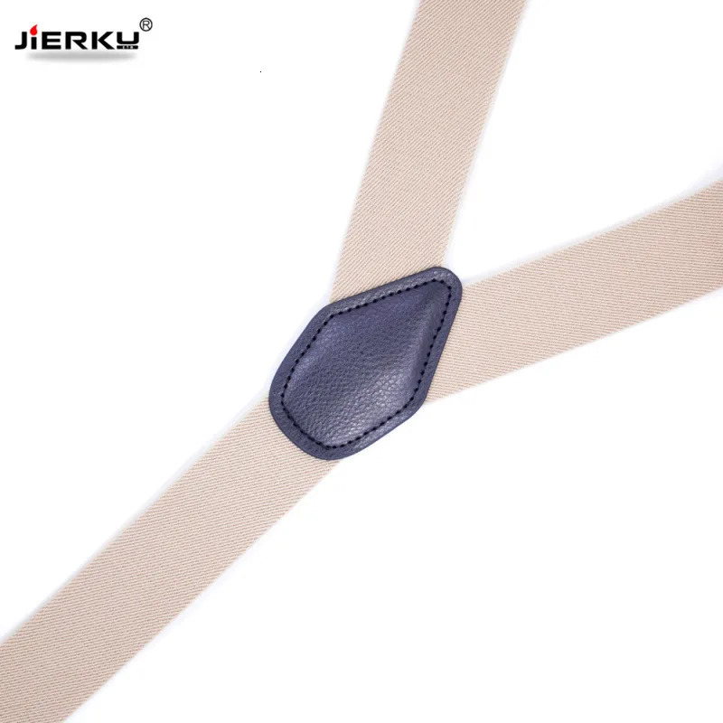 JIERKU Buttons Suspenders Mans Braces Unisex black Leather Suspenders Y-Back Ligas Tirantes 3.5*120cm 8 Colors 250515