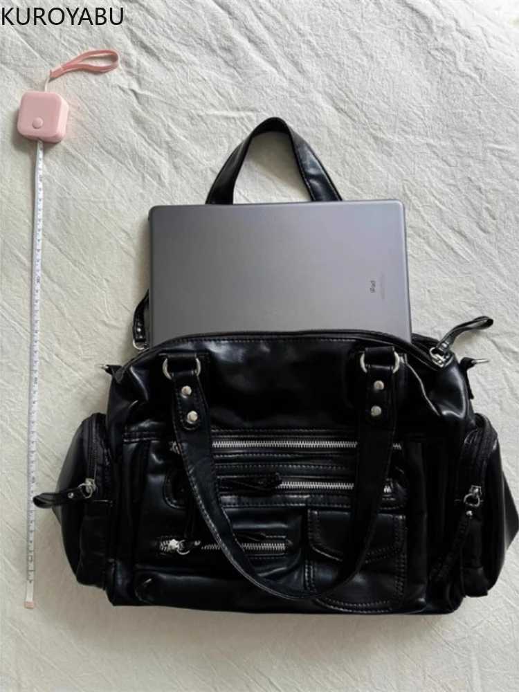 Tote Bag Motorcycle Bag Soft PU Leather Large Capacity Shoder Bags Wen Y2K Punk Zipper Pocket Fi Crossbody Bag Z250516