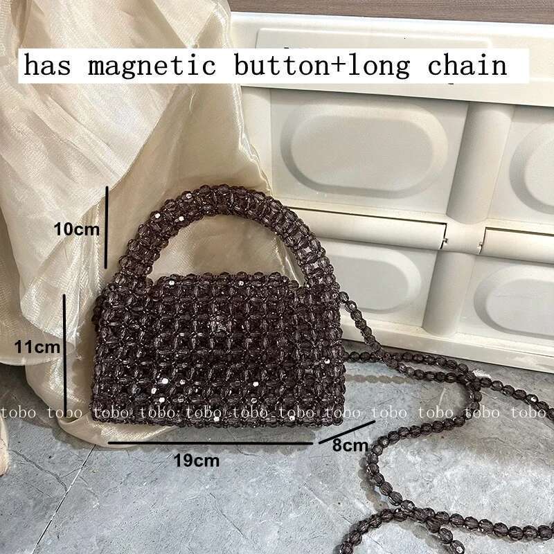 Customized Bead Green Hand-Woven Celebrity Unique Design Ladies Party Bag Top-Handle Purses And Handbags