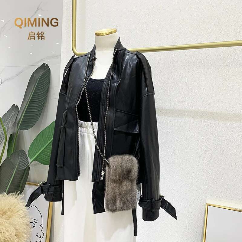 100% Real Mink Fur Crossbody Bags For Women Autumn Winter Plush Purses And Handbags Female Phone Shoulder Bag Girls Wallet