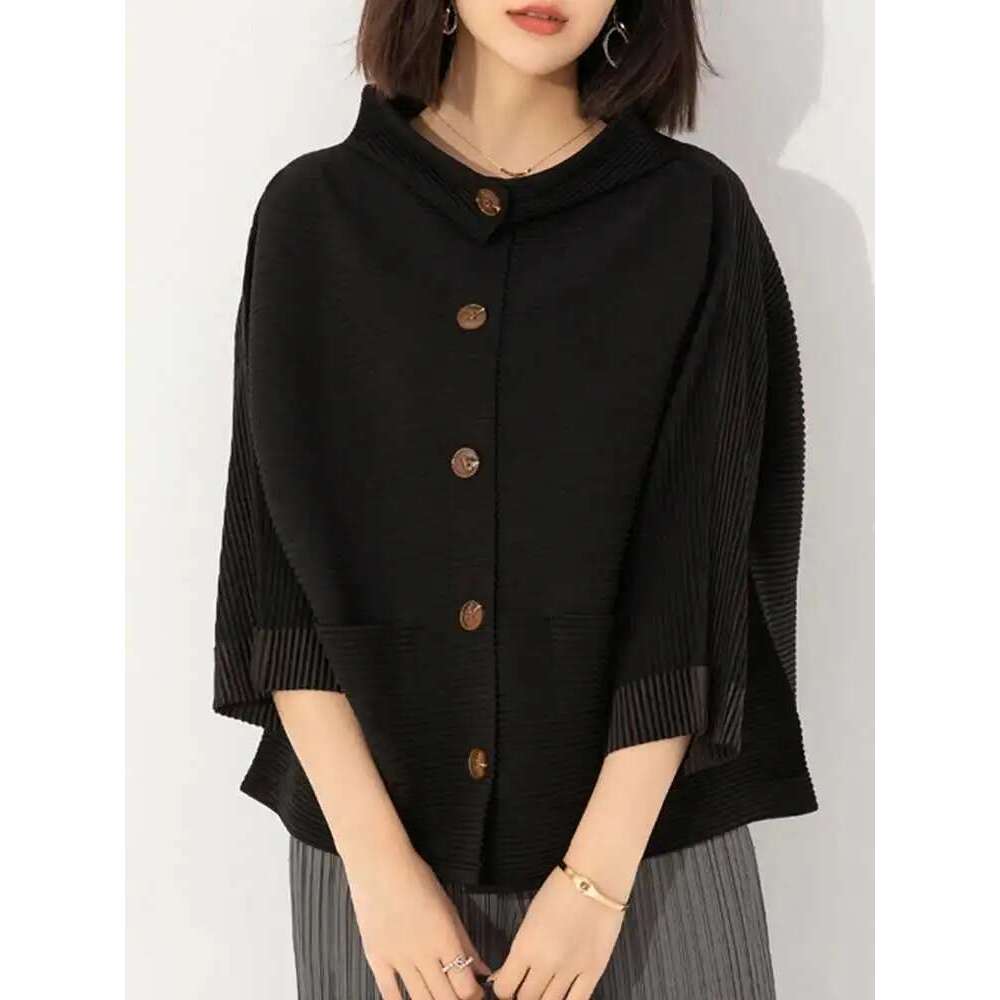 LANMREM Casual Pleated Solid Color Shirt Women Long Sleeves Single Breasted Loose Tops Versatile 2025 Spring New 2AA3707