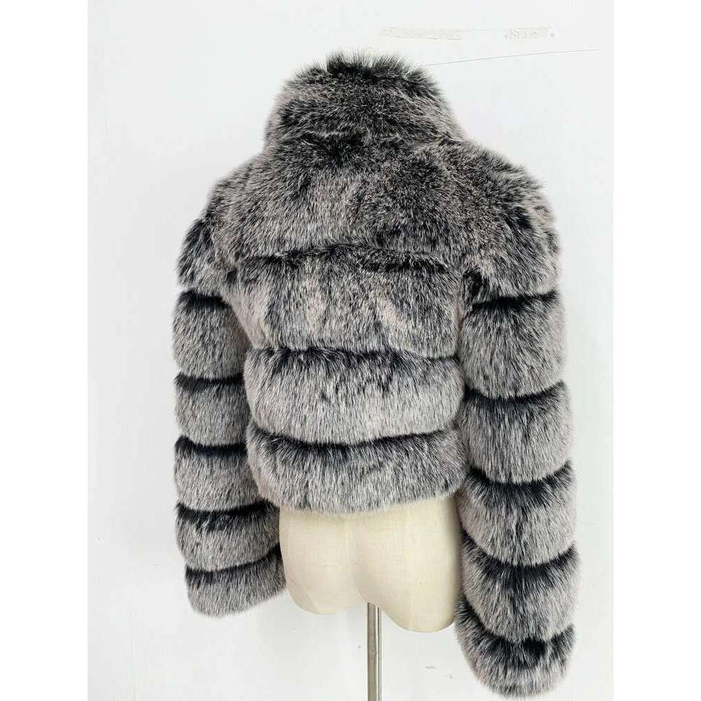 ZADORIN Fashion Cropped Top FAUX Fox Coat Turn Down Collar Winter Coats Women Fluffy Fur Jacket
