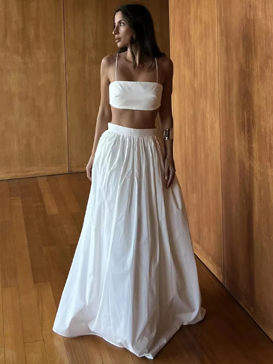 Wolfeel 100% Cotton Suspender Underwear Half Long Skirt Set Summer Beach Style Sexy Stylish Womens Clothing 250515
