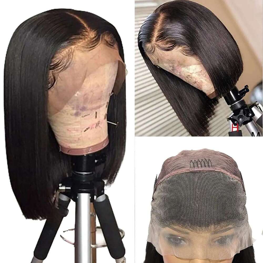 12Inch Wig 13X4 Lace Front Human Hair 180% Density 15A Straight Bob Wigs For Black Women Pre Plucke