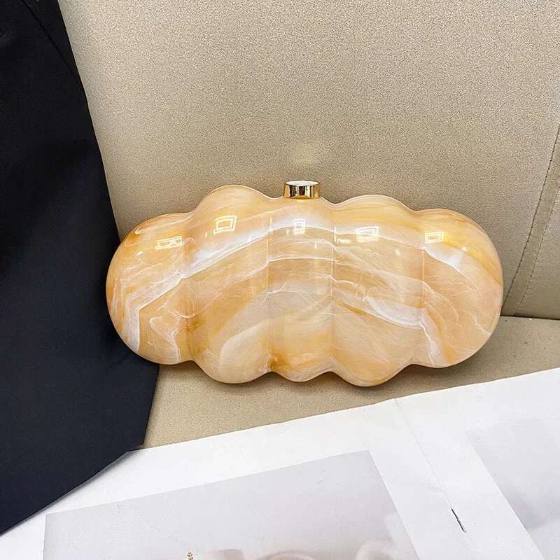 French Marble Pattern Acrylic Box Shell Caterpillar Pillow Mobile Phone Handheld Crossbody Bag Hard Material From China Mainland