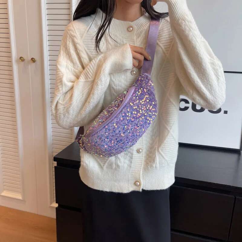 Sequins Waist Women Fashion Fanny Pack Casual Shoulder Crossbody Chest Bag Female Hip Hop Belt Bags Trend