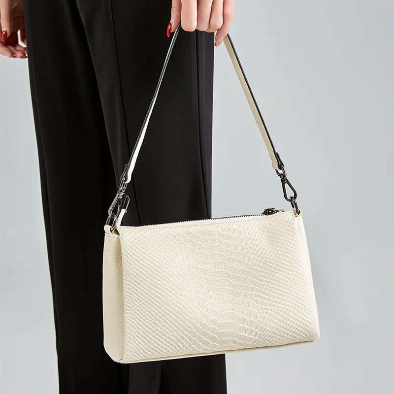 Genuine Leather Women's Underarm Mom Fashion Single Shoulder Crossbody Female Large Capacity Small Square Bag