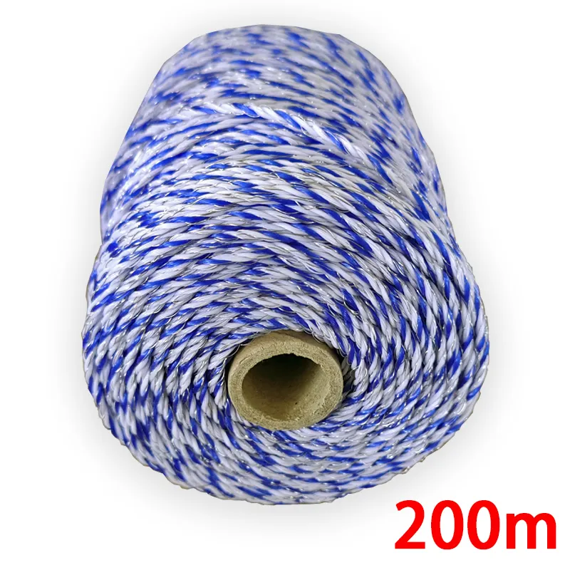 Electric Fence Polywire 656 Feet 200 Meters, Portable Livestock Fencing Polywire Roll Stainless Steel Conductive Fence Rope