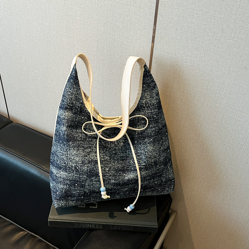 Korean Denim Armpit New Luxury Bag Free Delivery Designer Bag Women's 2025 New Spring/summer Fashion College Style Tote Large Capacity Shoulder B