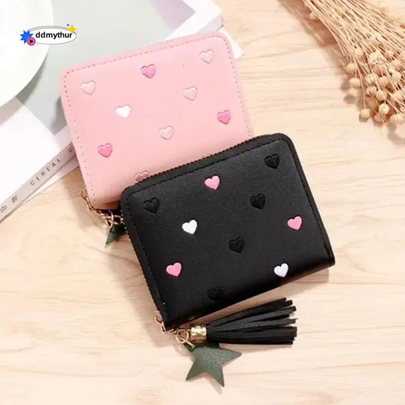 1PC Women Small Ladies Mini Tassel Cute Girl Short Zipper Lovely Pu Leather Coin Female Hand Wallet Purse ddmythur