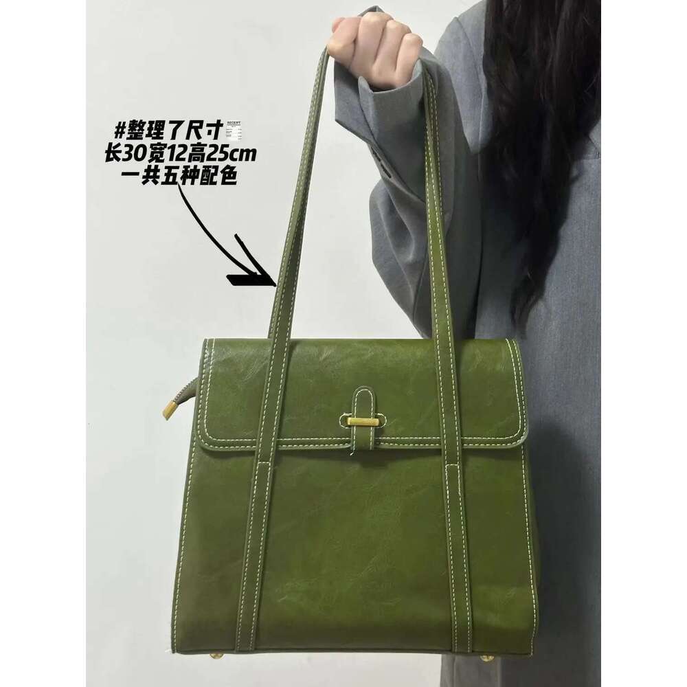 JIAERDI Green Vintage Handbags Women High Street Pu Leather Large Capacity Casual Shoulder Tote Bag Female Y2k Handbag Aesthetic