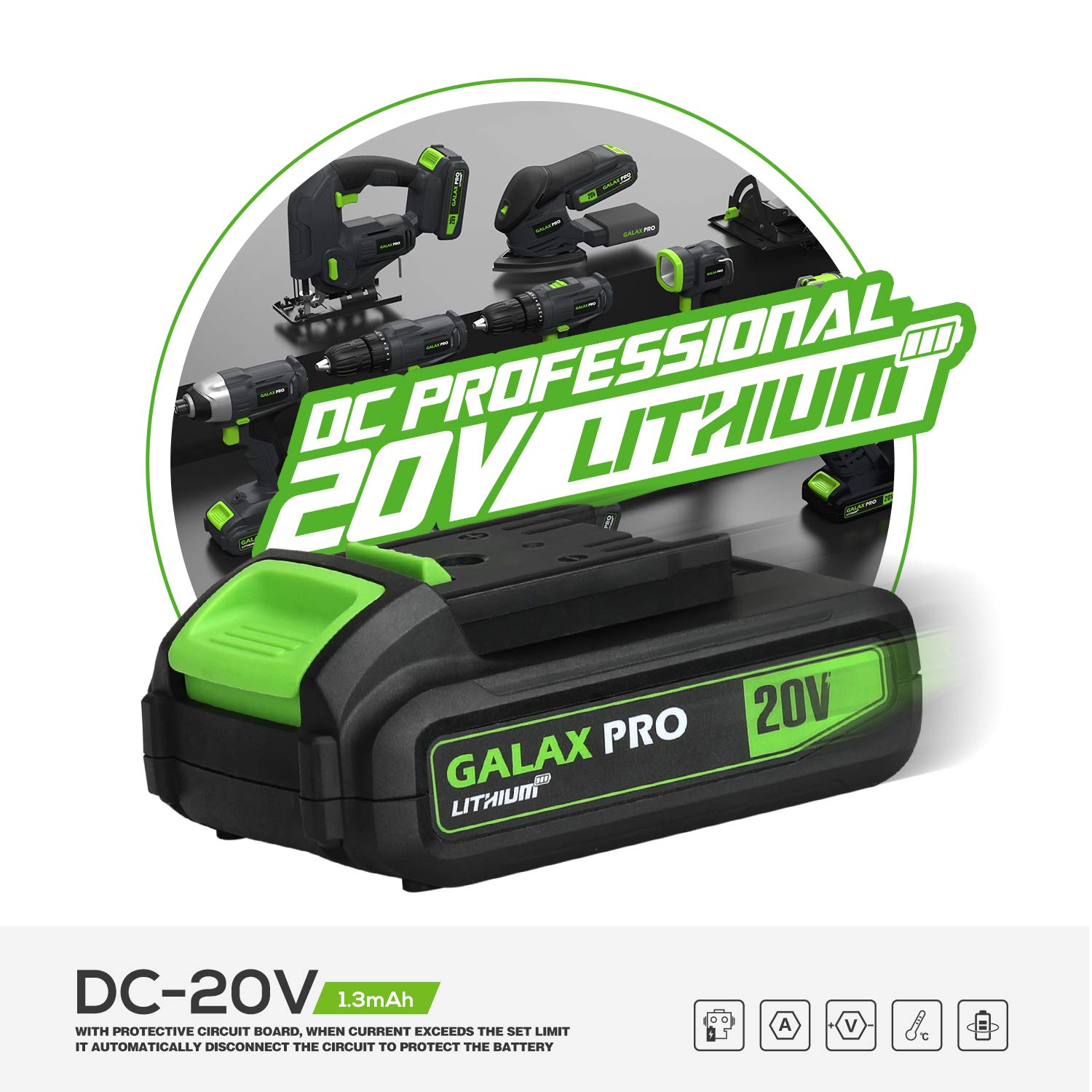 GALAX PRO Cordless Circular Saws 20V (2.0 Ah Battery with Charger) Laser Guide 2 x Circular Saw Blade Diameter 115mm 3400RPM 45° Adjustable Tilt Angle