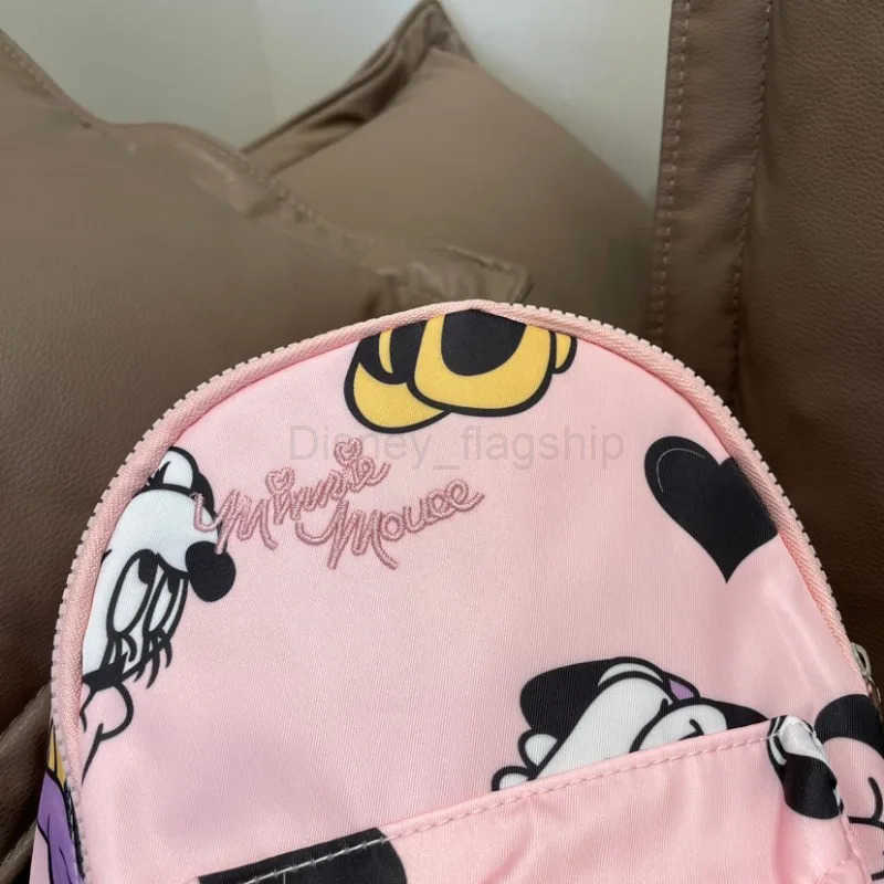 Disney 2024 New Childrens Backpack Fashionable Childrens School Bag Kindergarten Minnie Mickey Mouse Print Pink BackpackXJ250515