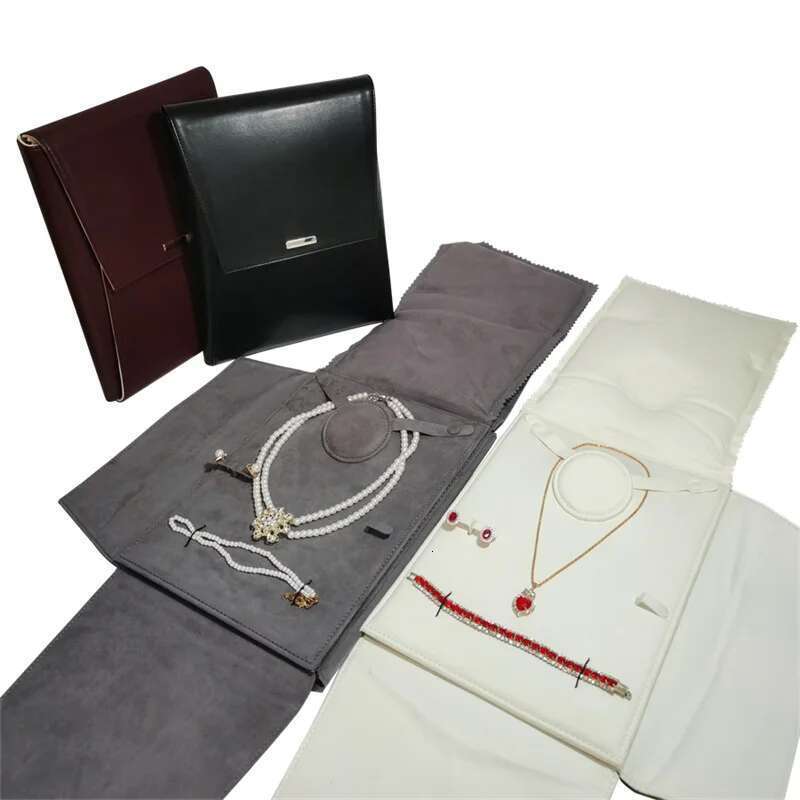 Portable Square Double Open Jewelry Roll Travel Earrings Necklace Ring Container Storage